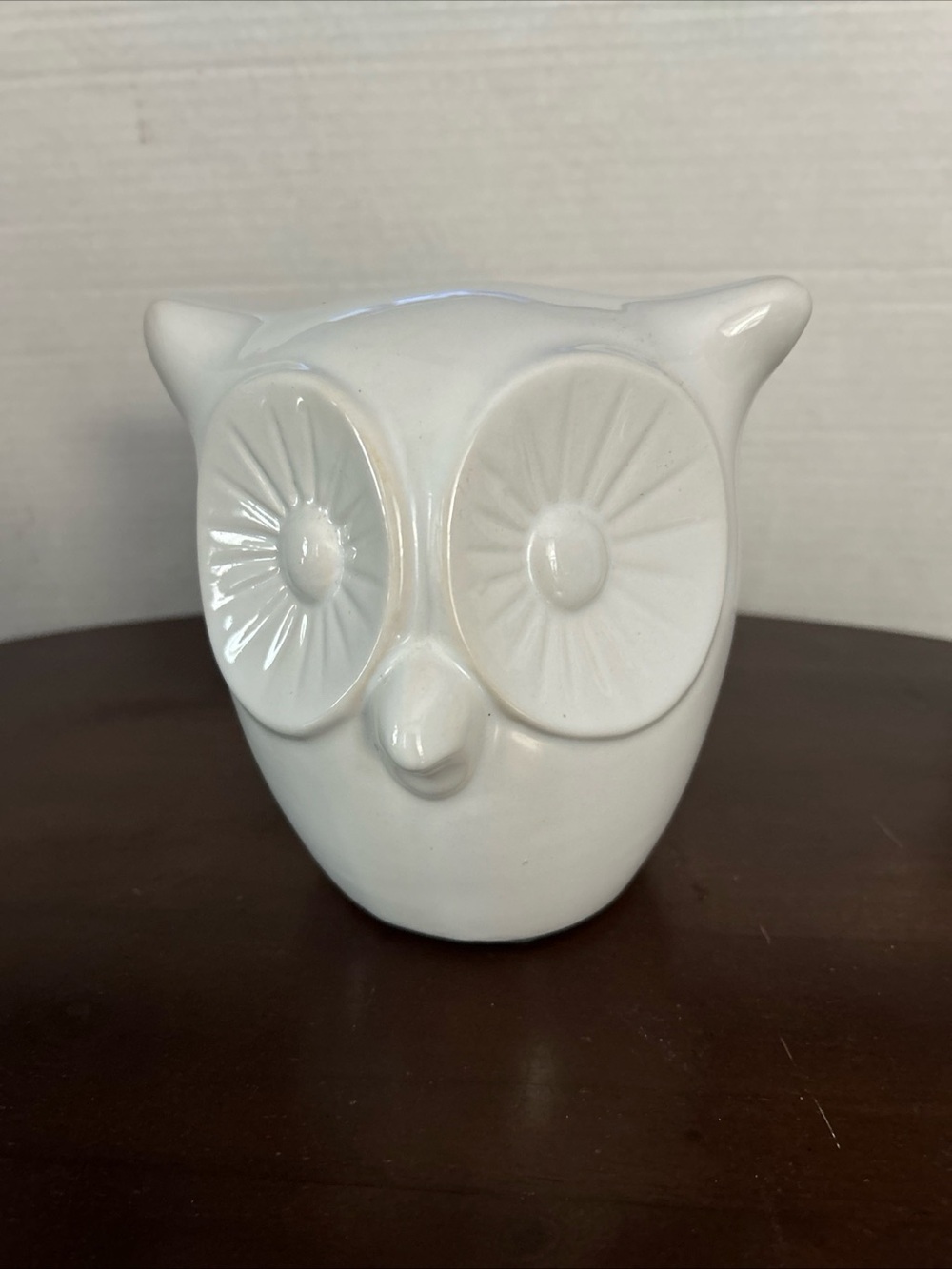 Pier 1 Glossy White Ceramic Owl Accent